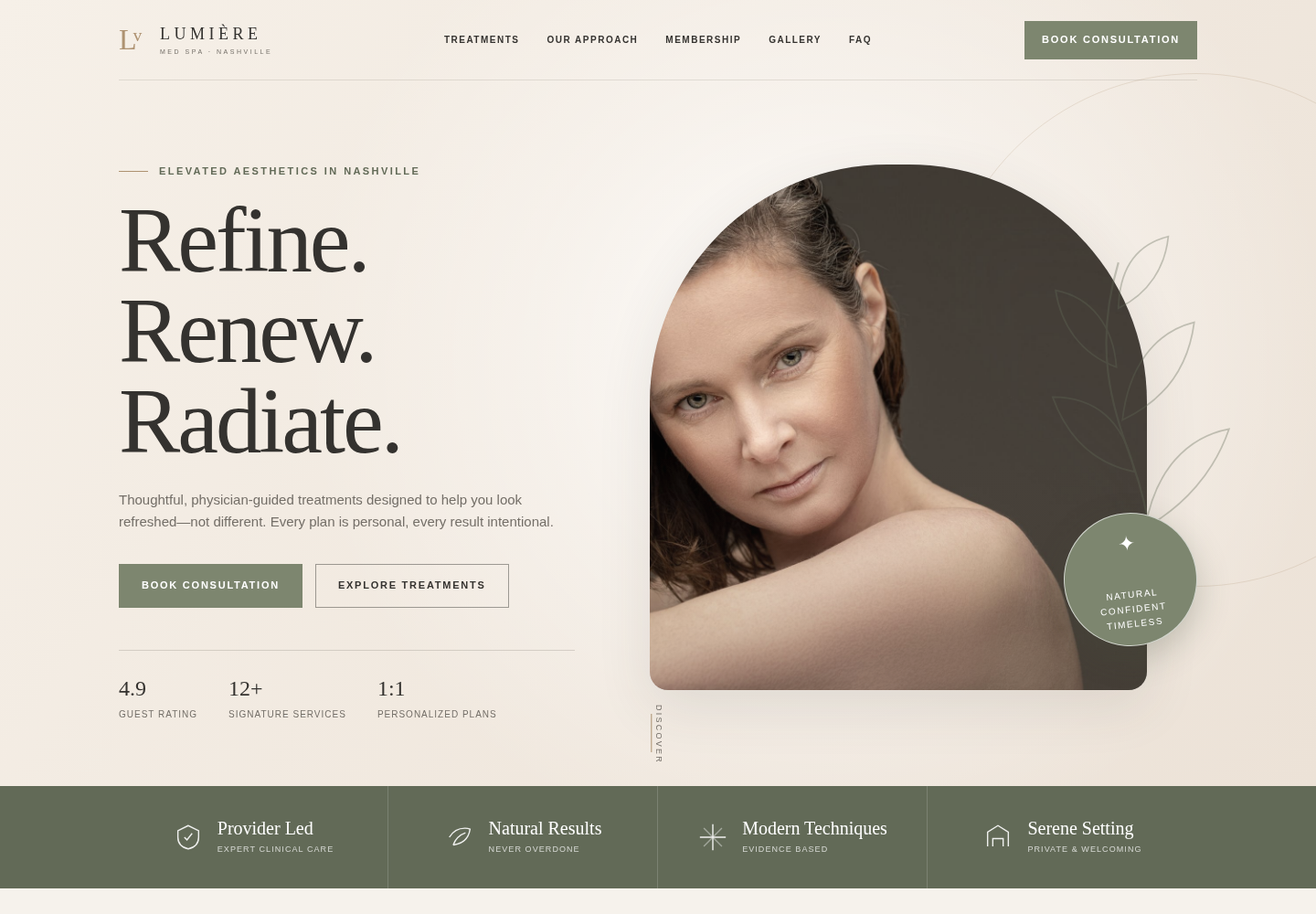 Lumière Med Spa website homepage